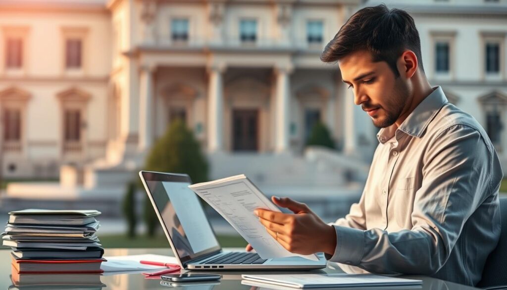 A secure process for acquiring an educational document depicted as a series of careful, deliberate steps against a serene, professional backdrop. In the foreground, a person meticulously reviewing paperwork, their expression one of focused diligence. In the middle ground, a laptop displaying relevant information, surrounded by orderly files and a calming, muted color palette. In the background, a backdrop of blurred, elegant architecture suggests an academic or institutional setting, conveying a sense of legitimacy and authority. Soft, warm lighting illuminates the scene, creating an atmosphere of measured progress and trusted protocol. A secure process for acquiring an educational document depicted as a series of careful, deliberate steps against a serene, professional backdrop. In the foreground, a person meticulously reviewing paperwork, their expression one of focused diligence. In the middle ground, a laptop displaying relevant information, surrounded by orderly files and a calming, muted color palette. In the background, a backdrop of blurred, elegant architecture suggests an academic or institutional setting, conveying a sense of legitimacy and authority. Soft, warm lighting illuminates the scene, creating an atmosphere of measured progress and trusted protocol.
