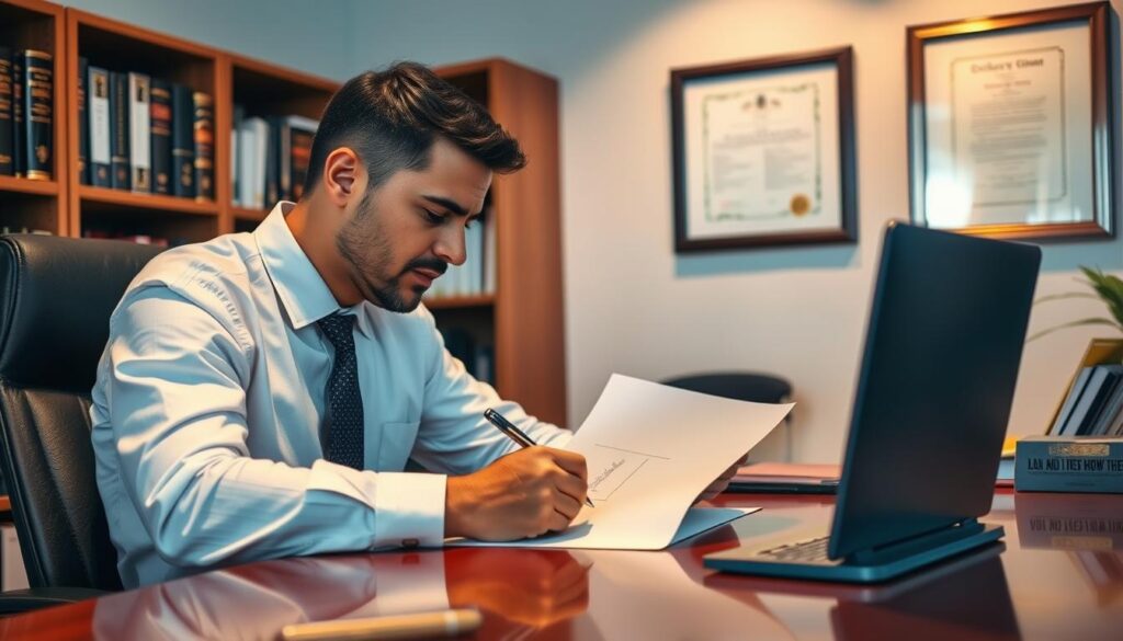 A neatly organized office scene, with a person sitting at a desk intently examining and signing a diploma document. The lighting is warm and inviting, casting a soft glow on the desk and surrounding area. In the background, a bookshelf filled with academic-looking tomes and a framed certificate or diploma on the wall, hinting at the legitimacy of the establishment. The mood is one of professionalism and authority, conveying the trust and credibility associated with obtaining a diploma from this provider. The composition is balanced, with the main subject in the center and the supporting elements framing the scene. A neatly organized office scene, with a person sitting at a desk intently examining and signing a diploma document. The lighting is warm and inviting, casting a soft glow on the desk and surrounding area. In the background, a bookshelf filled with academic-looking tomes and a framed certificate or diploma on the wall, hinting at the legitimacy of the establishment. The mood is one of professionalism and authority, conveying the trust and credibility associated with obtaining a diploma from this provider. The composition is balanced, with the main subject in the center and the supporting elements framing the scene.